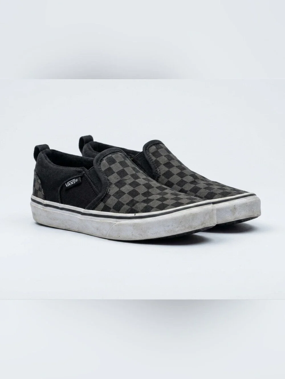 Vans Kids‎ Checkerboard Slip-On Sneakers - Black & Gray